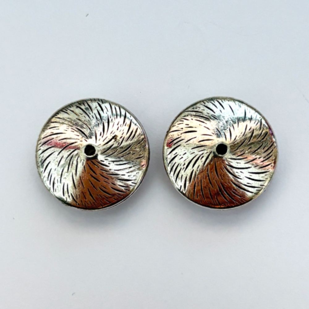 As Low As $2 Silver Tone CCB Brushed Disc Bicones 21mm x 9mm (20)